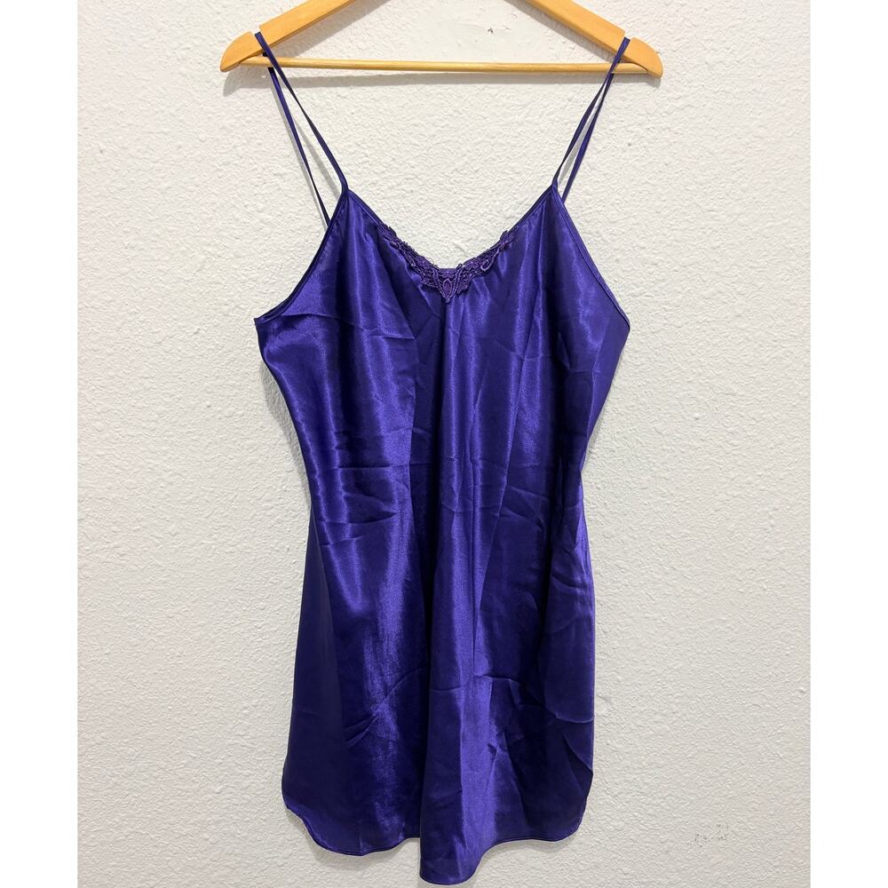 Vintage Satin Purple Nightgown Slip Dress 90s Coquette Fairy